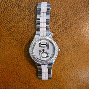 BEBE Silver & Pink Link Watch